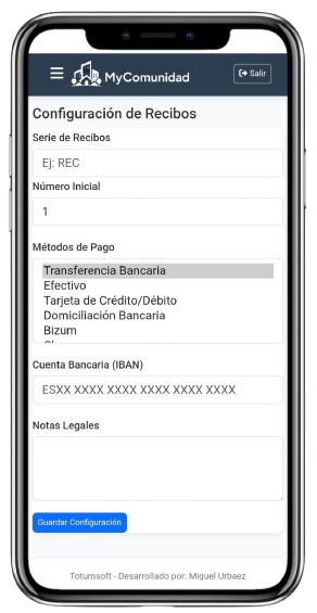 Configuración de recibos y facturas