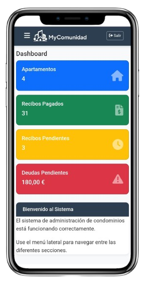 Panel del administrador de MyComunidad
