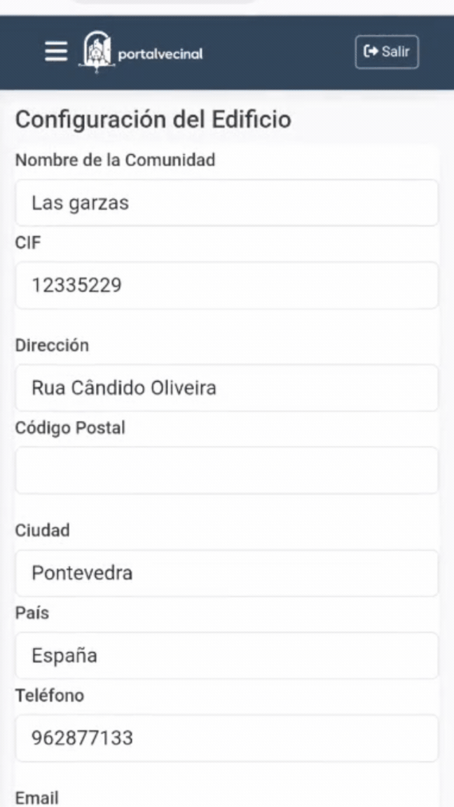 Configuración de apartamentos en PortalVecinal