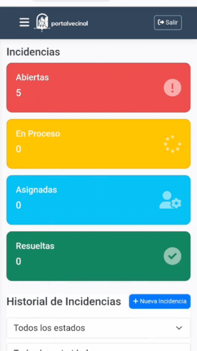 Incidencias en PortalVecinal